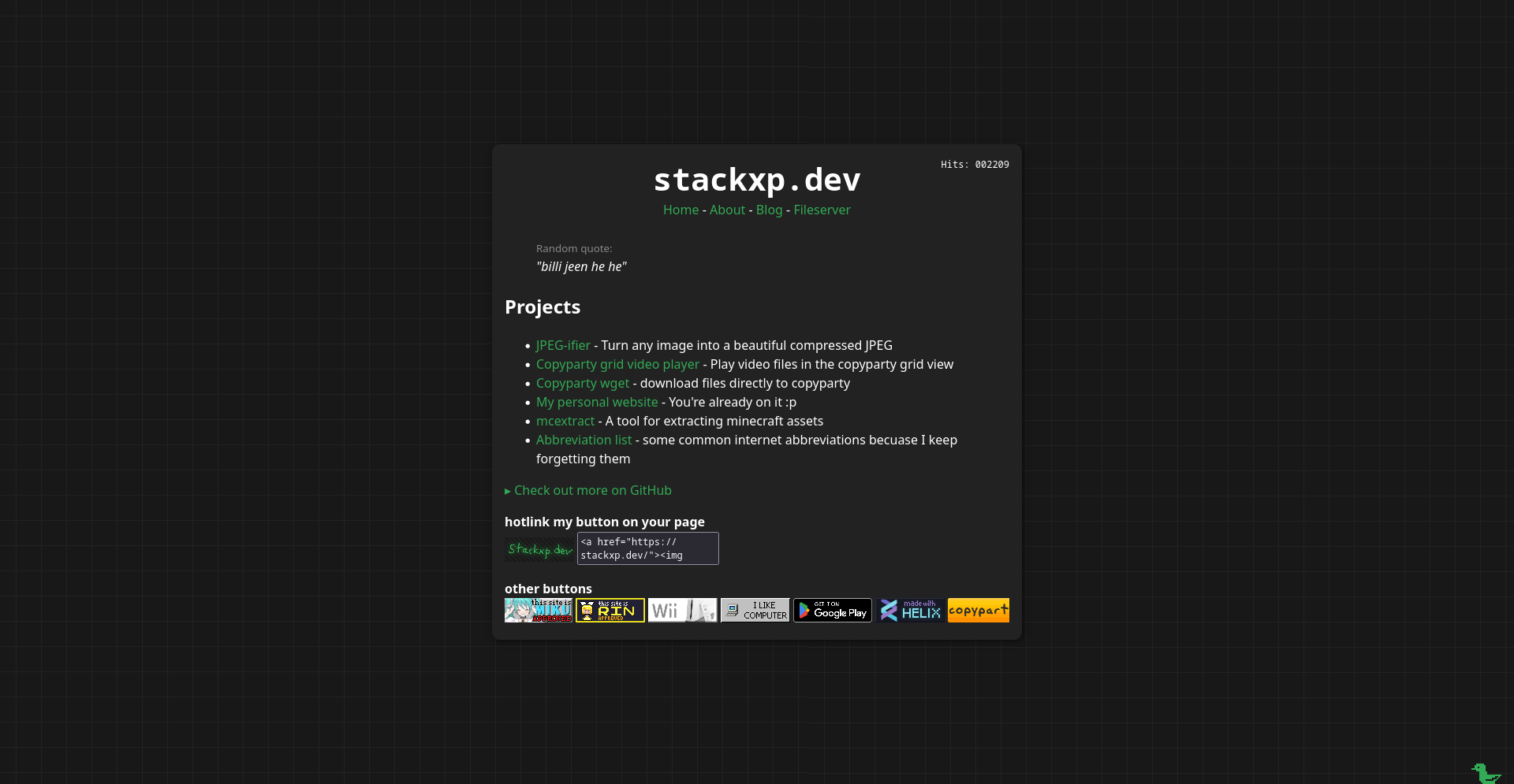 A screenshot of the old website theme before 2026-04-17